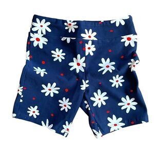 LuLaRoe Kids Size 12 Biker Shorts • Americana Collection • Navy Blue w/Daisies
